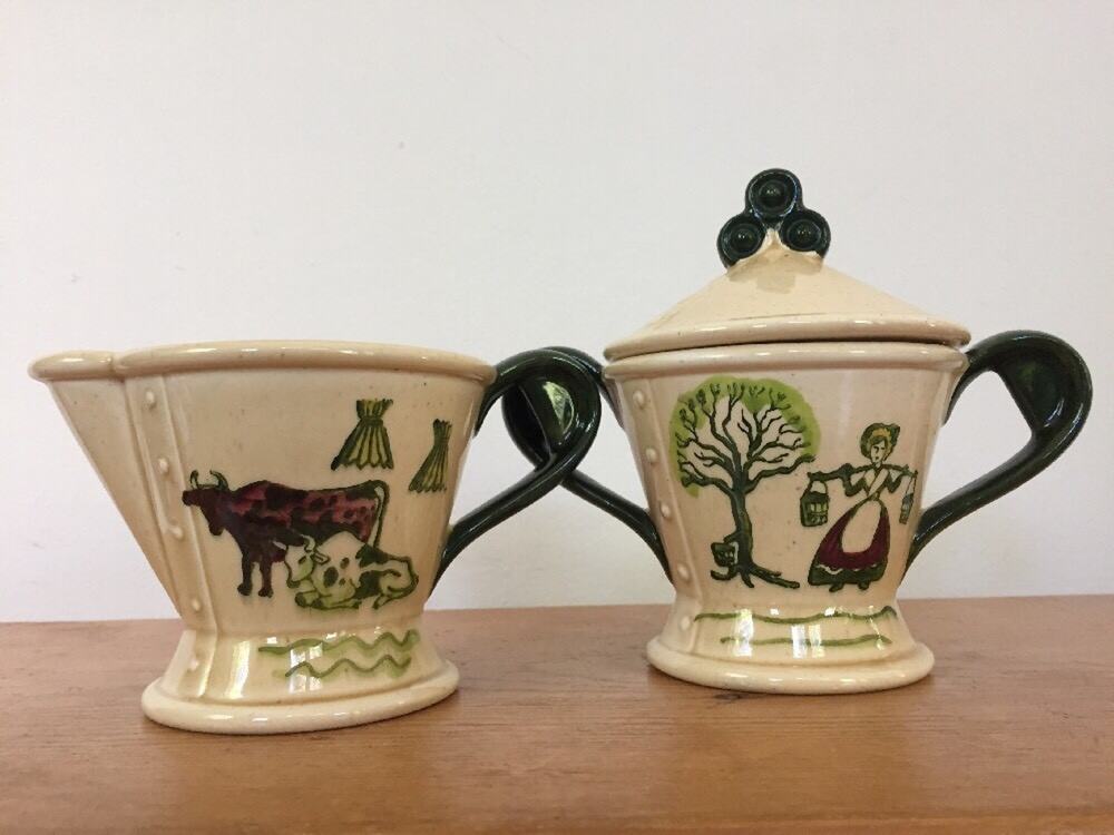 Vintage Metlox Pottery Poppytrail Homestead Provincial Creamer Milk Sugar Pair